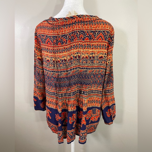 Anthropologie Vanessa Virginia "Mahdia" Peasant Top Southern Asian Prints 8 - Picture 5 of 10
